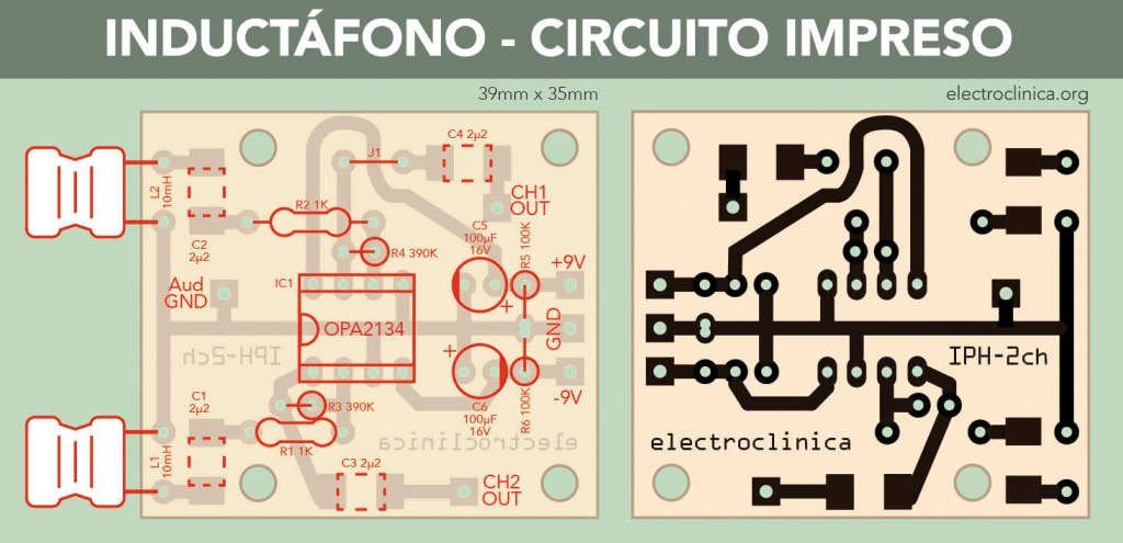 Diseño de la placa de circuito impreso del inductáfono